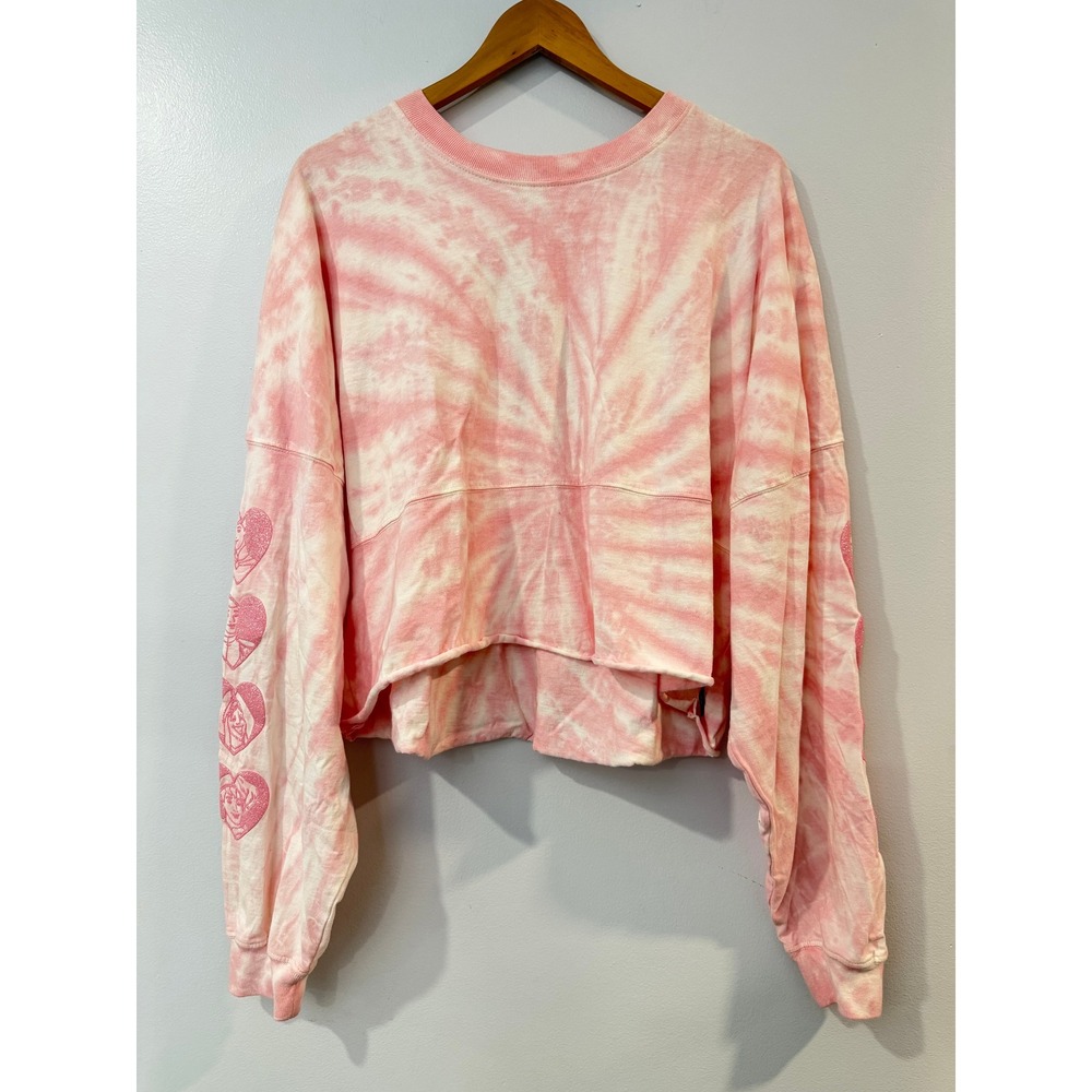 Disney Spirit Jersey Royal Crush Pink Tie Dye Cropped Pullover Shirt XL